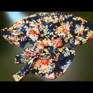 Belted Floral Blouse